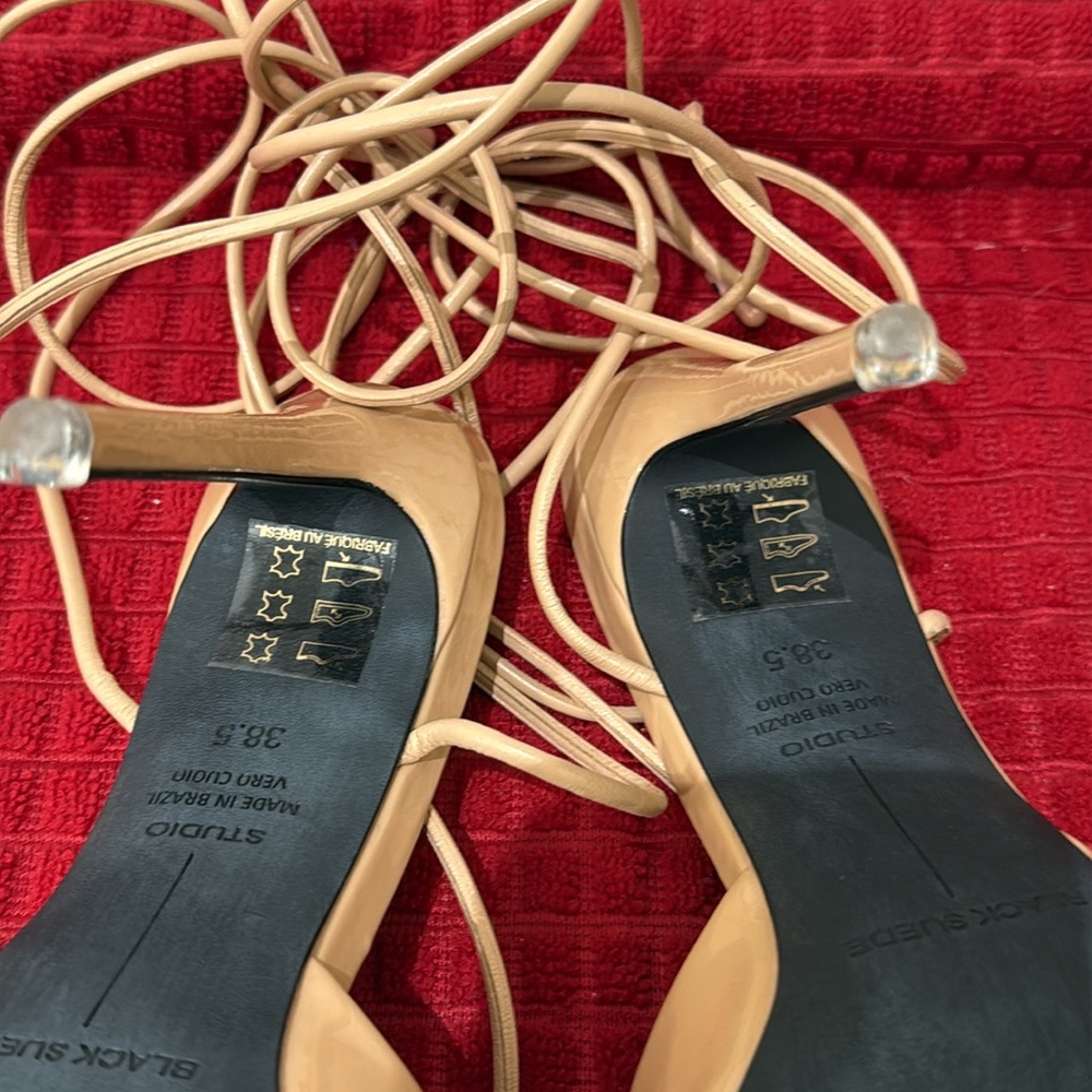Black suede studio Bianca Sandal in Porcini Patent leather size 38.5/8.5 - Picture 8 of 9